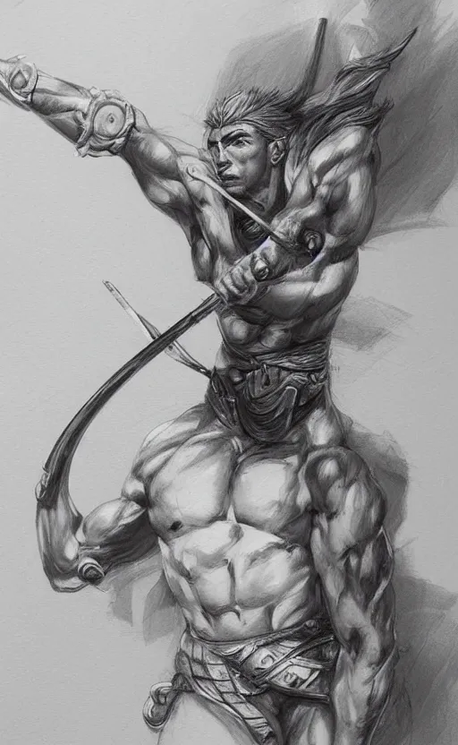 Image similar to highly detailed painting of achilles holding a spear, a pencil sketch by jesper ejsing, trending on artstation, high fantasy, loose pencil sketch, sketchy, concept art, cinematic, white space