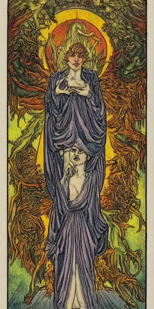 Image similar to temperance tarot card by austin osman spare