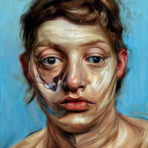 Prompt: high quality high detail painting by lucian freud and jenny saville, hd, 2 0 faces, turquoise