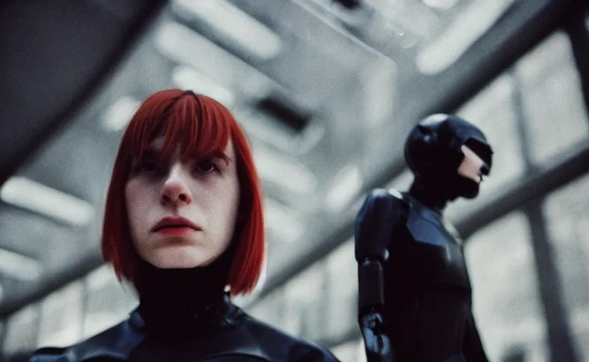 Prompt: cinestill 5 0 d candid photographic portrait by helen levitt of a feminine male android wearing black techwear on a brutalist dystopian spaceship, extreme closeup, modern cyberpunk moody emotional love cinematic, garden terraces solar storm, 8 k, hd, high resolution, 3 5 mm, f / 3 2, ultra realistic faces, ex machina