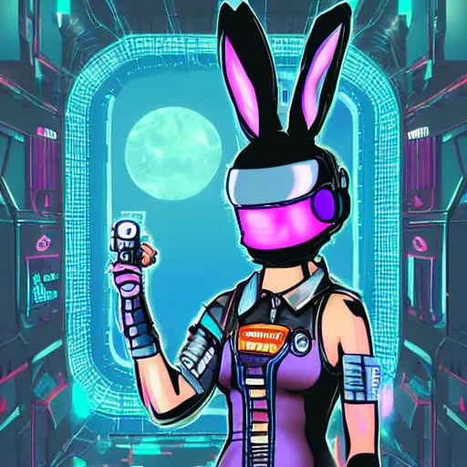 Prompt: space bunny cyberpunk