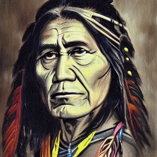 Image similar to disney painting of a native american