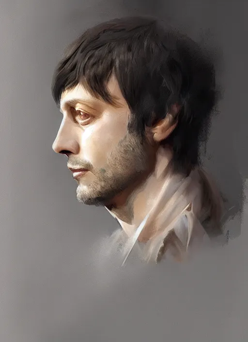 Prompt: italian singer fabrizio de andre, elegant, realistic, digital painting, concept art, smooth, sharp focus, illustration, by ruan jia and mandy jurgens and artgerm and william - adolphe bouguerea