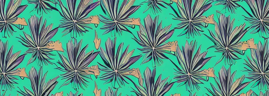 Image similar to pattern with coconuts and marijuana leaves in pastel colours