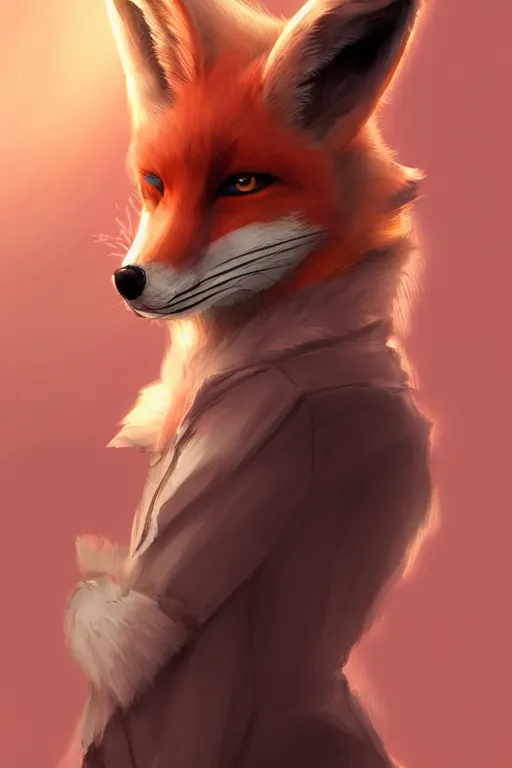 Image similar to a fox fursona, trending on artstation, by kawacy, furry art, digital art, cyberpunk, high quality, backlighting