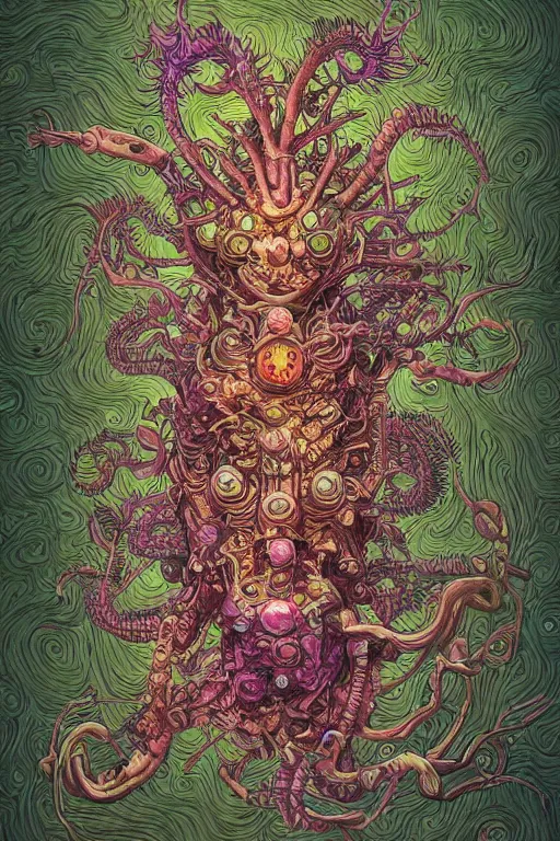 Image similar to creature sushi roots cactus elemental flush of force nature micro world fluo light deepdream a wild amazing steampunk baroque ancient alien creature, intricate detail, colorful digital painting that looks like it is from borderlands and by feng zhu and loish and laurie greasley, victo ngai, andreas rocha, john harris