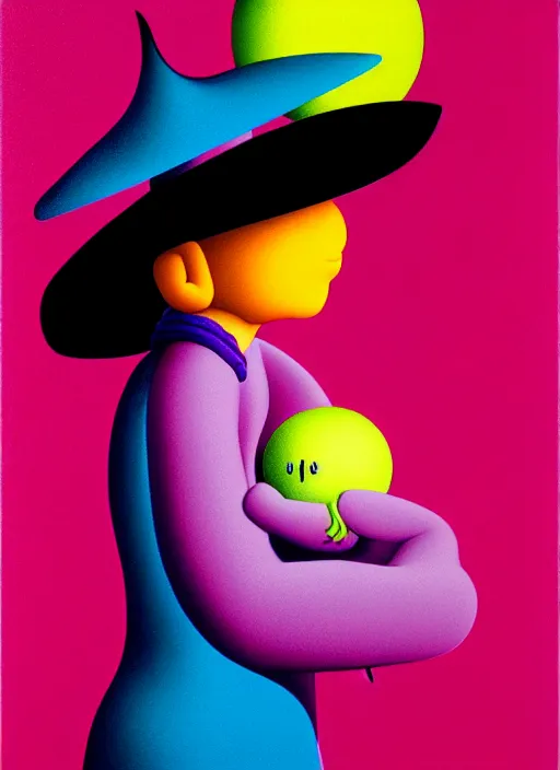 Image similar to witch with hat by shusei nagaoka, kaws, david rudnick, airbrush on canvas, pastell colours, cell shaded, 8 k,