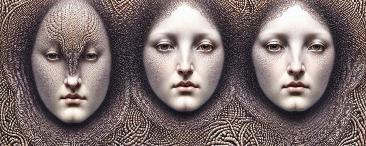 Image similar to hyperrealistic stunning goddess face portrait by jean delville, gustave dore, iris van herpen and marco mazzoni, art forms of nature by ernst haeckel, art nouveau, symbolist, masterpiece, visionary, gothic, neo - gothic, pre - raphaelite, fractal lace, intricate alien botanicals, ai biodiversity, surreality, hyperdetailed ultrasharp octane render