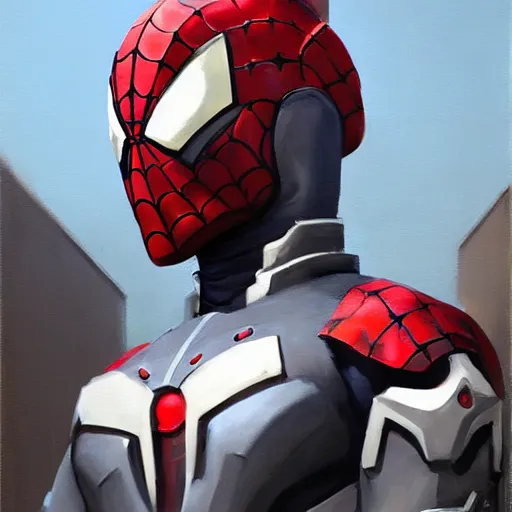 Prompt: greg manchess portrait painting of armored spiderman ultraman grey fox from metal gear cyborg japanese - american hybrid as overwatch character, medium shot, asymmetrical, profile picture, organic painting, sunny day, matte painting, bold shapes, hard edges, street art, trending on artstation, by huang guangjian and ail elvgren and sachin teng