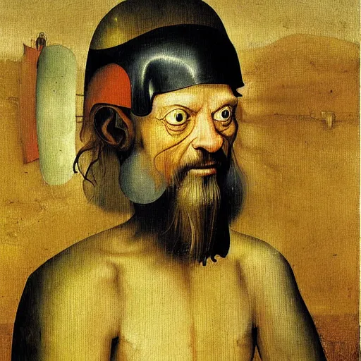 Image similar to terence mckenna portrait painting by hieronymus bosch