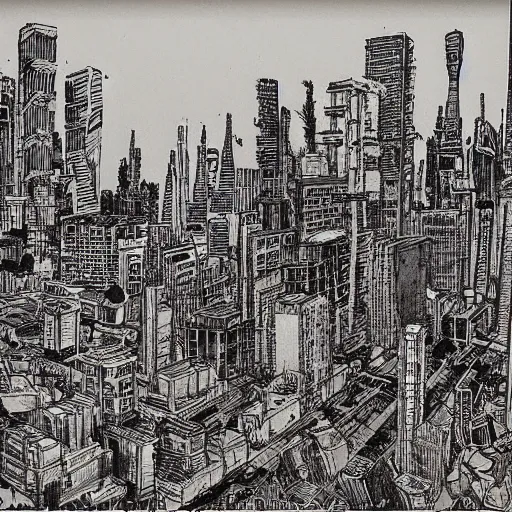 Image similar to a city by q hayashida, highly detailed, cityscape