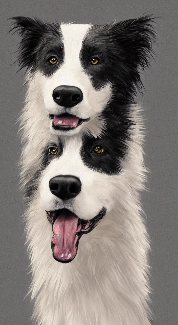 Image similar to portrait of a border collie, beautiful, highly detailed, artstation, illustration, concept art, digital painting