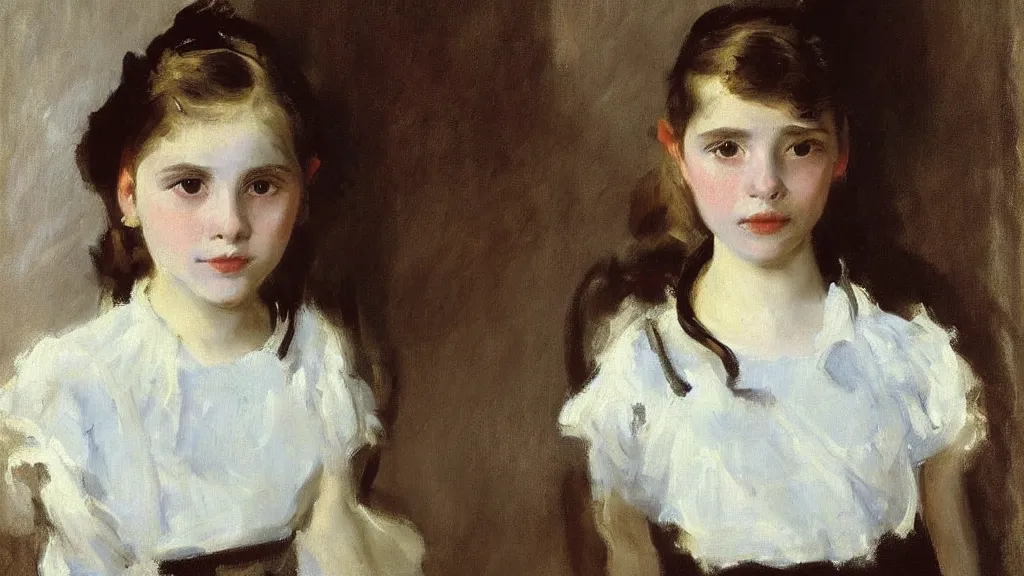 Prompt: A decent young girl portrait by John Singer Sargent.