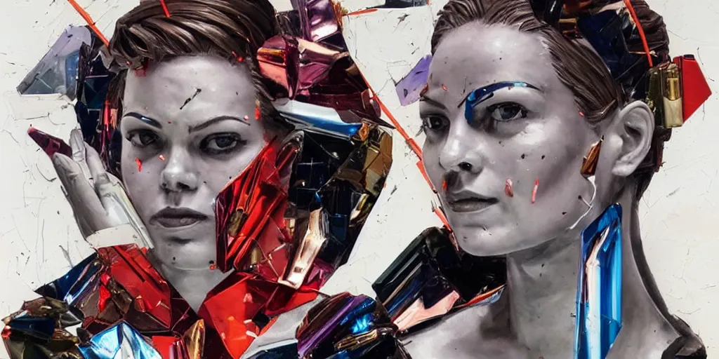 Image similar to a sculpture of a single female android, by MARVEL comics and Sandra Chevrier