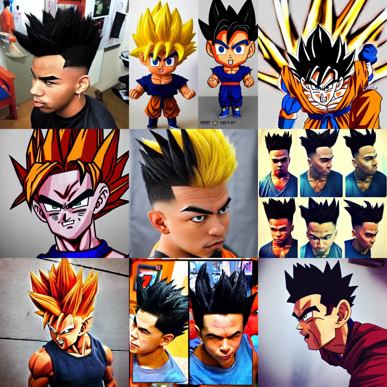 Image similar to dragon ball z goku with a hightop fade