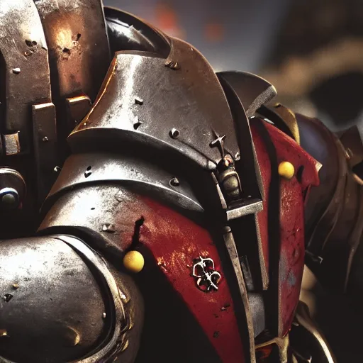 Image similar to very sad crying guardsman in a space hulk from warhammer 4 0 k darktide : : octane render, unreal engine 5, cinematic lighting : : face close up, crying eyes