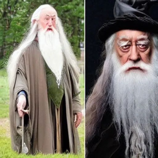 Prompt: gandolf mixed with dumbledore from harry potter