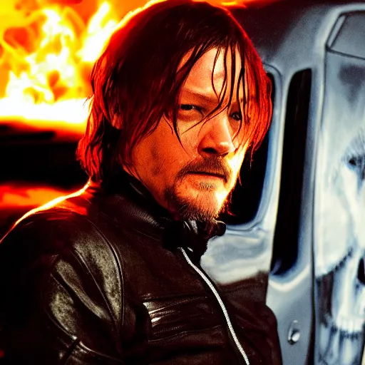 Image similar to Norman reedus as the ghost rider 4k detail