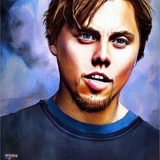 Prompt: el rubius painted by Leonardo DiCaprio