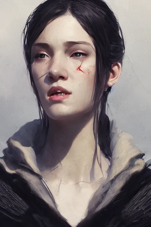 Prompt: A portrait of a cute and attractive women by Greg Rutkowski, Sung Choi, Mitchell Mohrhauser, Maciej Kuciara, Johnson Ting, Maxim Verehin, Peter Konig, Bloodborne, 8k photorealistic, cinematic lighting, HD, high details, dramatic, dark atmosphere, trending on artstation