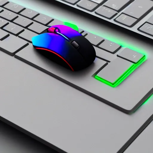 Image similar to an rgb computer mouse sitting on a laptop, artstation, cgsociety contest winner, 4 k, 8 k, 3 5 mm lens