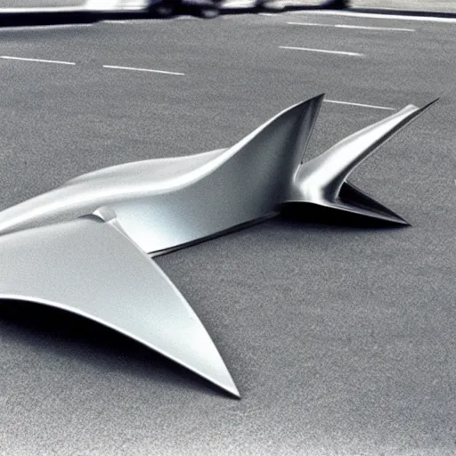 Prompt: a new car design that has a undercarriage swoops like a dolphin's belly. this reduces drag, or the force of air flowing against the motion of the vehicle. is curved at the nose, wide along the sides and tapered toward the trunk like a small, speedy aircraft. - n 6