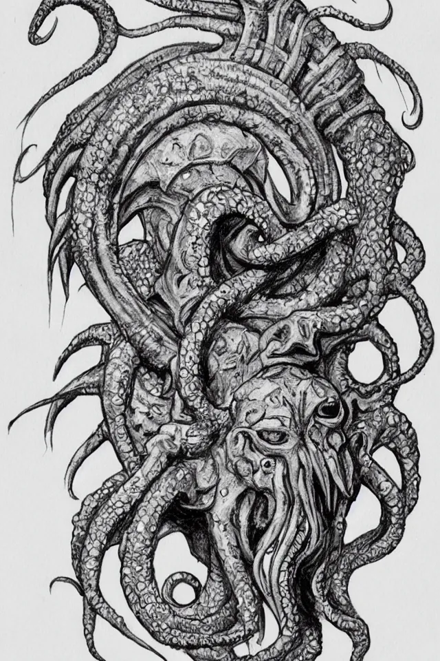 Prompt: concept art, Cthulhu zodiac head