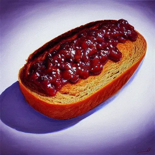 Image similar to A bread with jam on it, award winning photograph, artstation, incredible quality, hyperrealistic,