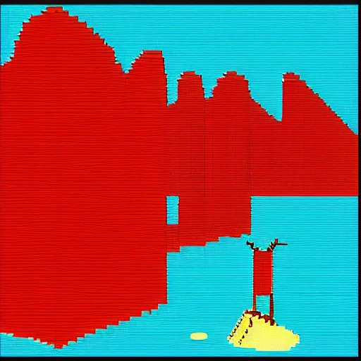 A Still Of Castaway, Virtual Boy Graphics Aesthetic ” 