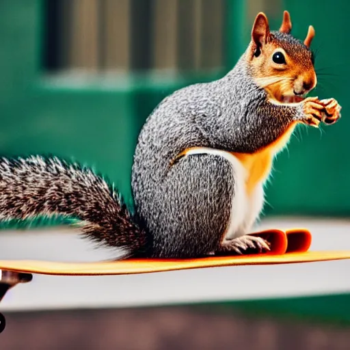 Image similar to a photo of a squirrel on a skateboard