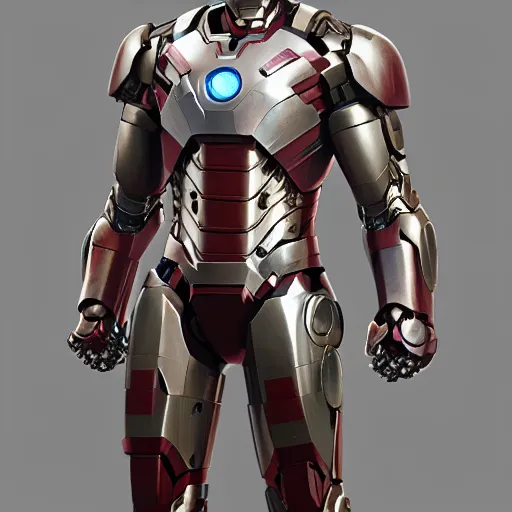 Image similar to ironman in heavy armor, au naturel, hyper detailed, digital art, trending in artstation, cinematic lighting, studio quality, smooth render, unreal engine 5 rendered, octane rendered, art style by klimt and nixeu and ian sprigger and wlop and krenz cushart