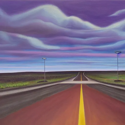 Image similar to depression highway, oil and acrylic on canvas, surrealism, high detail