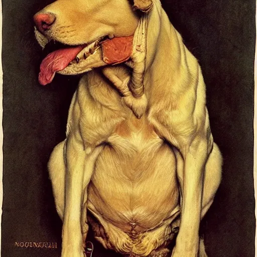 Prompt: portrait of a golden bone beast, by Norman Rockwell