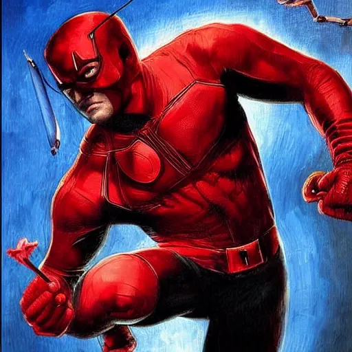 Image similar to daredevil marvel, detailed painting