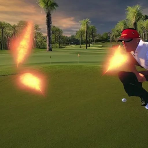 Prompt: Duke Nukem playing golf