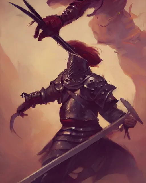 Prompt: action portrait of a knight fighting with swords and magic, 4K trending on artstation by peter mohrbacher and esao andrews