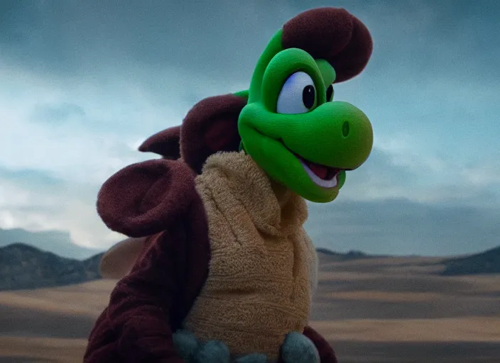 Image similar to film still of yoshi in the new sci - fi movie, 8 k