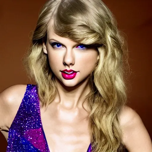 Prompt: Taylor swift made of purple glass