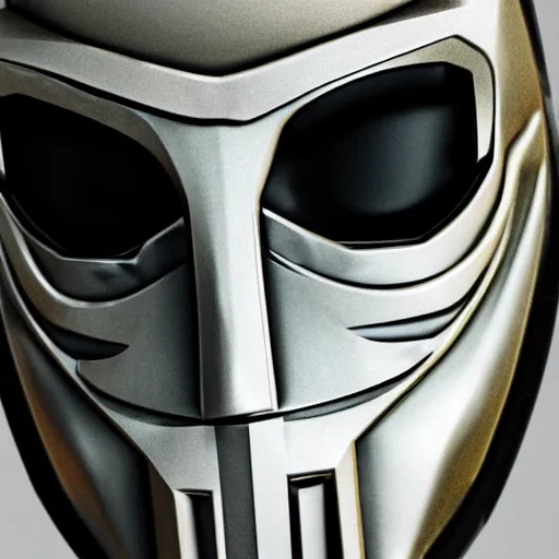Image similar to MF DOOM mask, highly detailed photo realistic render, spotlight, shadows, rule of thirds