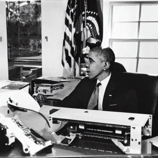 Prompt: Photo of obama building a PC