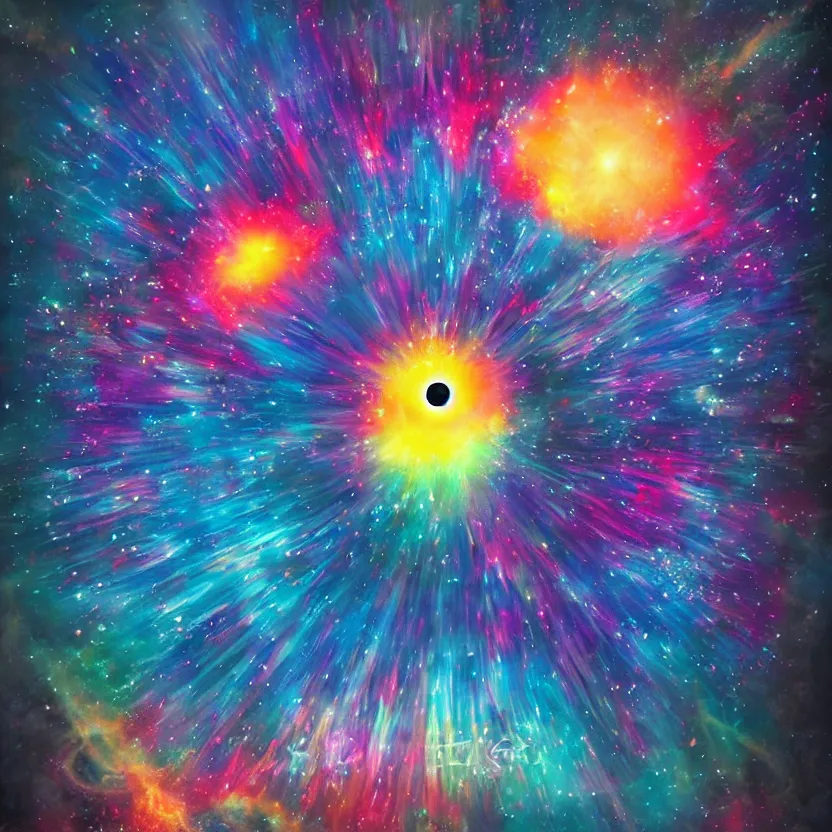 Image similar to blue evil eye floating in front of a colorful exploding nebula, art inspired by tim doyle, petros afshar