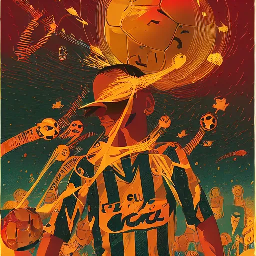 Image similar to illustration of soccer emotions, by Victo Ngai and James Gilleard and Bruce Pennington