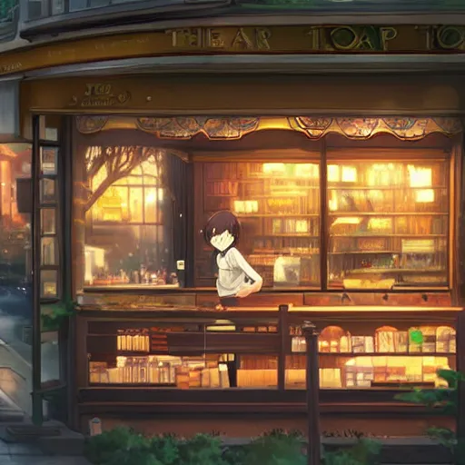 Cozy Japanese Anime Scene Girl Enjoying Tea by the Hearth | MUSE AI