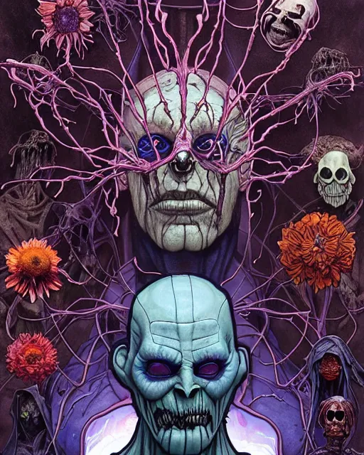 Prompt: the platonic ideal of flowers, rot and insects of cletus kasady ultimate carnage thanos dementor doctor manhattan chtulu nazgul groot, detailed, intricate, hyperrealism, intense, scary, decay, dmt, art by brock hofer and artgerm and greg rutkowski and alphonse mucha