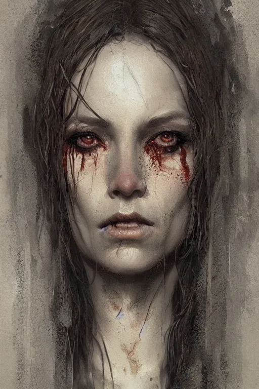 Image similar to Portrait of a witch, detailed face, fantasy, very detailed, dramatic, fine horror, artistic, cinematic lighting, digital art painting by greg rutkowski