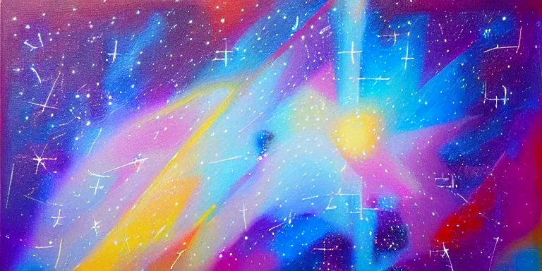Prompt: a beautiful abstract acrylic painting on a white background of geometric shaped nebula by viktoria lapteva