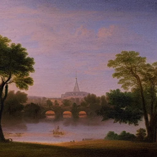 Image similar to 1750 Paris, in the style of the Hudson River School