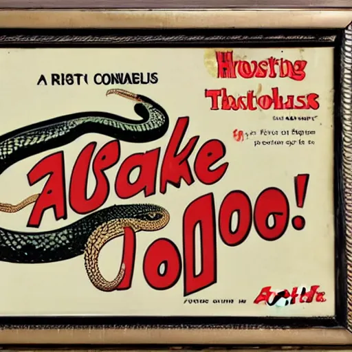 Prompt: a 1 9 5 0 s stylized advertisement for a snake themed cereal product, art, circa 1 9 5 0 s