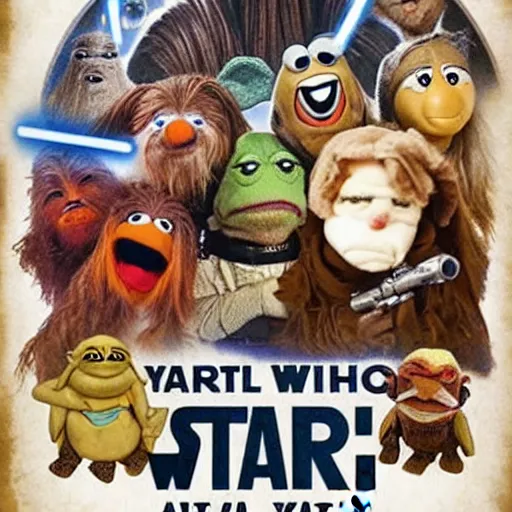 Image similar to star wars poster as muppets