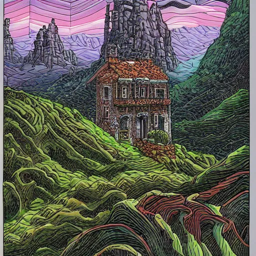 Image similar to a building in a stunning landscape by arthur adams